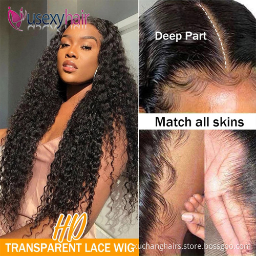 Wholesale wigs 100% human hair vendors burmese transparent hd frontal lace human hair wigs curly natural lace 36 inch wigs